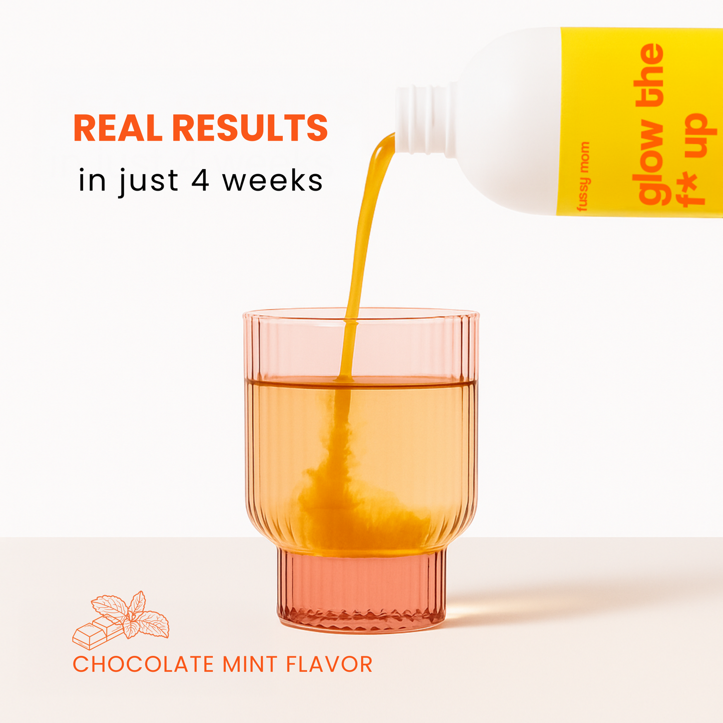 Glow the F* Up - Morikol® Marine Collagen Peptides + Vitamin C + Hyamax® Hyaluronic Acid Liquid Collagen, Chocolate Mint Flavor | Support Healthy Hair, Hydrated Skin, and Strong Nails